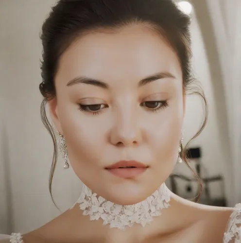 bridal jewelry,bridal,bride,bridal accessory,bridal dress,bride getting dressed,vintage makeup,applying make-up,elegant,beautiful face,ao dai,wedding details,make-up,asian woman,elegance,pores,inner mongolian beauty,the make up,make up,pearl necklaces