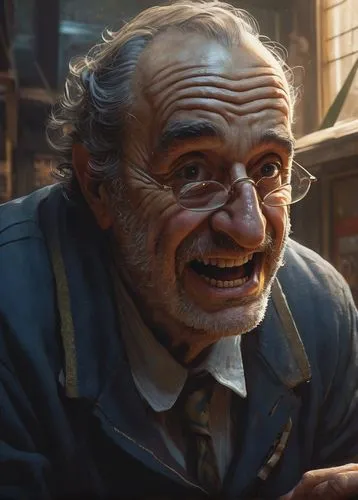 lumbago,geppetto,elderly man,devito,peppino,geraldo,Illustration,Realistic Fantasy,Realistic Fantasy 28