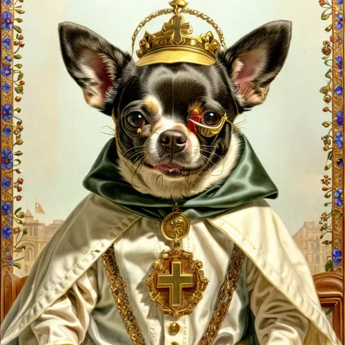 nuncio,pope,king charles spaniel,chihuahua,rompope,metropolitan bishop,pope francis,dog angel,portrait of christi,the abbot of olib,francisco,pet portrait,praise,priest,emperor,saint patrick,saint,bishop,high priest,prophet