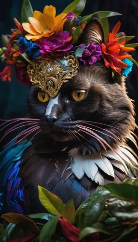 flower cat,la catrina,flower animal,masquerade,chinese pastoral cat,frida,animals play dress-up,pachamama,la calavera catrina,quinceañera,dia de los muertos,cat sparrow,animal feline,fairy peacock,flowers png,cat portrait,balinese,the carnival of venice,tea party cat,wreath of flowers,Photography,Artistic Photography,Artistic Photography 08