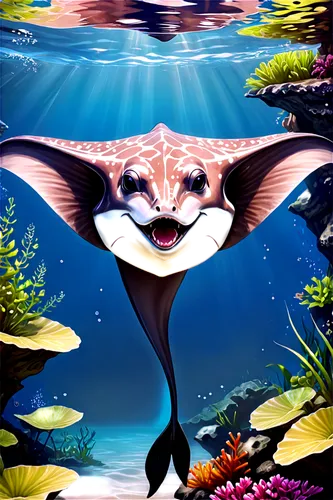 reef manta ray,manta ray,dolphin background,manta rays,manta,orca,rimantas,blacktip,tilikum,seaquarium,sea animal,tursiops,mantas,guitarfish,makani,flipper,whitetip,underwater background,llorca,semiaquatic,Illustration,Japanese style,Japanese Style 07