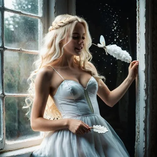 white rose snow queen,blonde in wedding dress,the snow queen,peignoir,fanning,ice queen,Photography,Documentary Photography,Documentary Photography 08