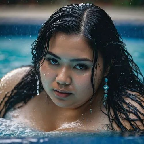 wet girl,bbw,portrait,wet long hair,asian girl,young woman,Photography,General,Fantasy