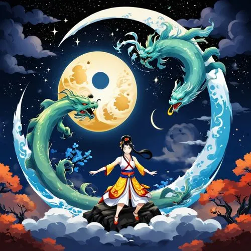 moondragon,amaterasu,mid-autumn festival,qingyi,moon and star background,yuexiu,dalixia,moon and star,shunju,chuseok,sanxia,qianwen,jianghua,haku,huanghua,kuanyin,xuanwu,xuanhan,sun and moon,xuanxu,Unique,Pixel,Pixel 05