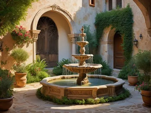 decorative fountains,water fountain,village fountain,stone fountain,old fountain,fountain,spa water fountain,drinking fountain,floor fountain,august fountain,city fountain,courtyard,tuscan,maximilian fountain,wishing well,water trough,fountains,moor fountain,water feature,oasis,Art,Classical Oil Painting,Classical Oil Painting 17