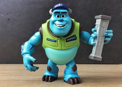 Create a spooky Monsters Inc logo with a dark and mysterious atmosphere.,smurf figure,blue-collar worker,monster's inc,janitor,tradesman,monkey soldier,monkey wrench,war monkey,dental hygienist,minion