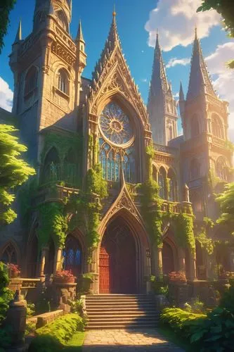 cathedral,arenanet,gothic church,marycrest,mabinogi,castlevania,fairy tale castle,haunted cathedral,eisenhardt,cathedrals,the cathedral,lyonshall,alfheim,rummelhardt,portal,neogothic,violet evergarden,notredame,gorriaran,notre dame,Illustration,Japanese style,Japanese Style 03