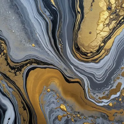 an acrylic pour art peice gray black silver gold,oil in water,whirlpool pattern,oil flow,marbled,oil,pour,oil drop,bitumen,gold paint strokes,braided river,gold paint stroke,petroleum,marble,fluid flo