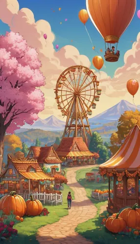 hot-air-balloon-valley-sky,oktoberfest background,balloon and wine festival,hot air balloons,hot air balloon ride,balloon trip,hot air balloon,hot air balloon rides,autumn background,thanksgiving background,amusement park,autumn theme,circus tent,pumpkin autumn,background image,harvest festival,pumpkin patch,fantasy world,fairy world,children's background,Illustration,Retro,Retro 08