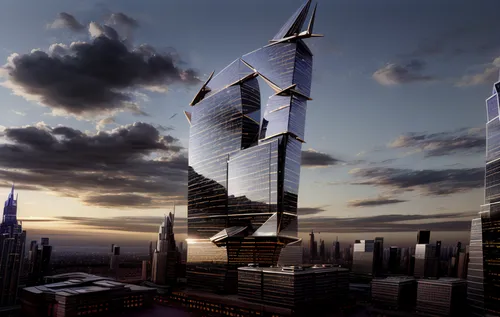 skycraper,sky space concept,futuristic architecture,tallest hotel dubai,the skyscraper,skyscraper,futuristic landscape,skyscrapers,skyscapers,sky city,3d rendering,sky apartment,tall buildings,urban towers,skyscraper town,burj,world digital painting,skyline,dubai,digital compositing