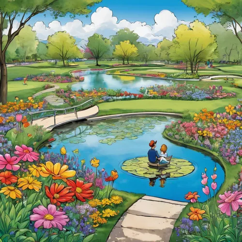 lilly pond,lily pond,garden pond,springtime background,pond flower,flower painting,flower garden,spring garden,spring background,children's background,clover meadow,nature garden,golf course background,wishing well,english garden,pond,springform pan,tulip festival,pond plants,lotus pond,Illustration,Abstract Fantasy,Abstract Fantasy 23