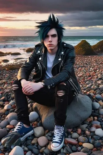 emo,rock penguin,uk sea,beach background,rocky beach,crosby beach,dark beach,salt sea,rocker,goth,goths,rock beauty,sea-shore,north sea,dusk background,sea god,shoreline,alkaline,punk,goth like,Illustration,Paper based,Paper Based 15