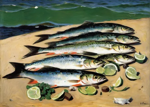 mackerel,sardines,herring,david bates,fruits of the sea,fresh fish,sea foods,fish supply,soused herring,fish market,forage fish,sea food,salted fish,fish herring,oily fish,anchovies,sardine,capelin,mahimahi,herring roll,Art,Artistic Painting,Artistic Painting 40