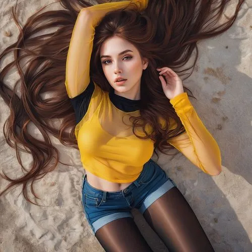 yellow and black,yellow brown,yellow,woman laying down,belle,yellow background,yellow color,meg,olesya,girl lying on the grass,zhuravleva,voluminous,cindy,petrova,female model,girl on the dune,aurora yellow,agio,evgeniya,yellow and blue,Conceptual Art,Fantasy,Fantasy 32