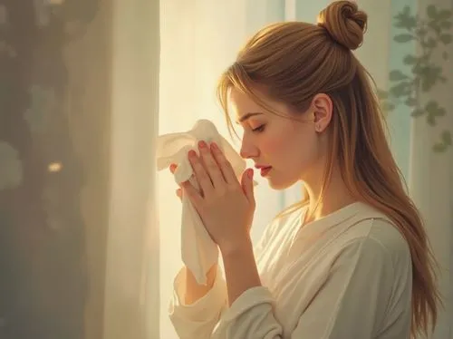 heatherley,tissues,perfuming,kleenex,catarrh,perfumer,girl praying,natural perfume,praying woman,scent of jasmine,woman praying,bathroom tissue,beauty mask,girl with cloth,pranayama,beauty treatment,hygiene,tissue,ayurveda,humidifier