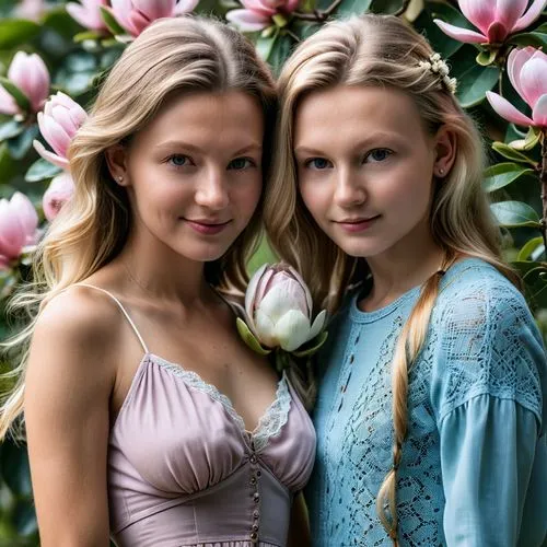 twin flowers,celtic woman,two beauties,fine flowers,two girls,natural beauties,beautiful photo girls,spring flowers,young women,sisters,florists,fairies,azaleas,three flowers,mother and daughter,noble roses,floristics,double flower,mom and daughter,blue jasmine,Photography,General,Realistic