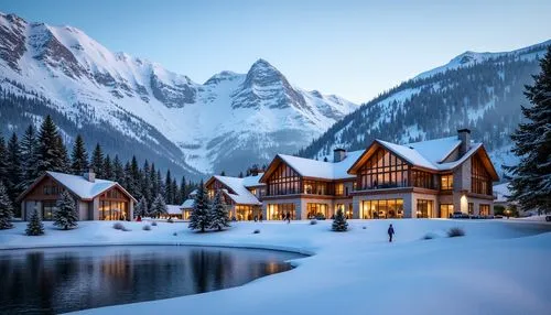 emerald lake,house in mountains,snowy landscape,house in the mountains,mountain huts,chalet,christmas landscape,winter house,snow landscape,winter wonderland,snowy mountains,alpine village,winter landscape,lake louise,winter village,beautiful home,snow house,the cabin in the mountains,suiza,snowy peaks