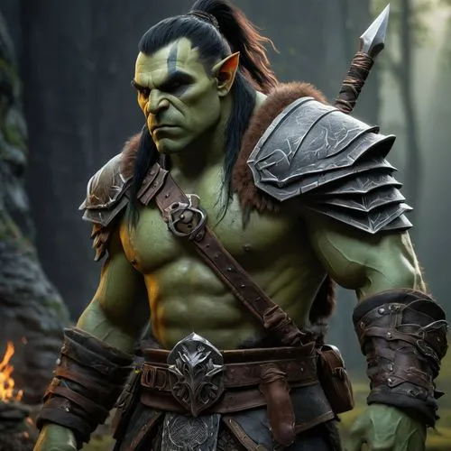 D&D character 
half orc green skin
wizard
bone blade glave,orc,orcish,thrall,half orc,orcs,skaar,warcraft,warrior and orc,ogre,hulka,drakken,gotrek,orczy,outworld,dagur,gurgan,githyanki,male elf,orky,