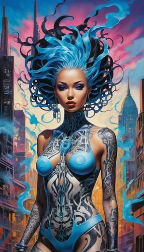 viveros,welin,shadowrun,jasinski,blue enchantress,fantasy art,Conceptual Art,Graffiti Art,Graffiti Art 09