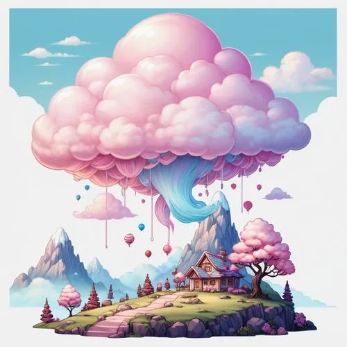 cloudmont,cloud mushroom,mushroom landscape,cloudbase,clouds - sky,cloudland,Illustration,Abstract Fantasy,Abstract Fantasy 11