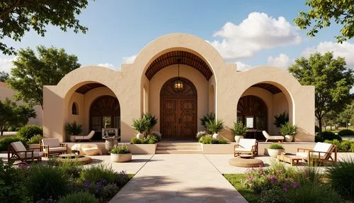 superadobe,masseria,persian architecture,narthex,schoenstatt,archways,kashan,king abdullah i mosque,3d rendering,hala sultan tekke,columbarium,yazd,monastery garden,quasr al-kharana,caravanserai,crematorium,islamic architectural,iranian architecture,al nahyan grand mosque,render