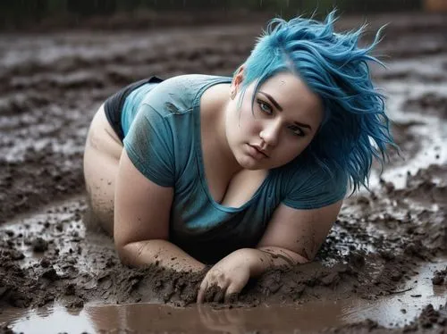 smurfette,mudbath,blue hair,bulma,smurf,smurfs,Photography,Artistic Photography,Artistic Photography 05