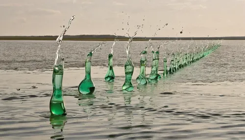 Image result for water quality,water display,wassertrofpen,glass bottles,drift bottle,rügen island,environmental art,green water,bottle surface,plastic bottles,emerald sea,water channel,message in a b