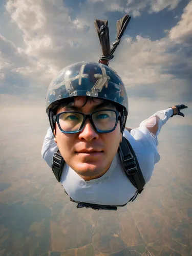 그는 스카이다이빙 중
,skydive,skydiver,skydiving,paratrooper,parachute jumper,parachuting,tandem skydiving,parachutist,base jumping,flying penguin,tandem jump,paraglider lou,parachute fly,i'm flying,paraglidin