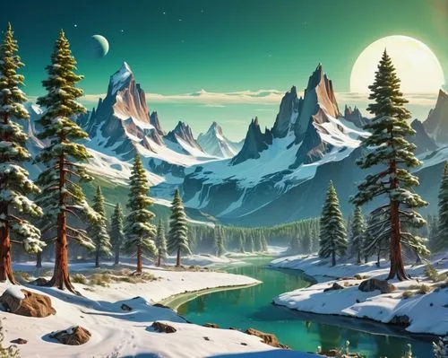 snowy mountains,snow landscape,christmas snowy background,christmas landscape,winter background,snowy landscape,Conceptual Art,Sci-Fi,Sci-Fi 20