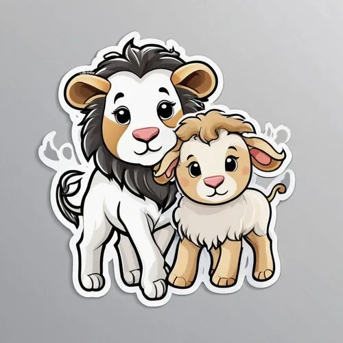 Metade leão e metade cordeiro,cow-goat family,animal stickers,two sheep,cow icon,two cows,lamb and mutton,cow with calf,bull and terrier,lion with cub,lion children,shear sheep,lambs,baby sheep,mother