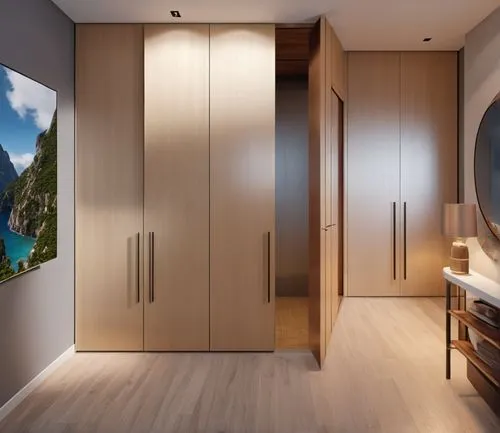 walk-in closet,gaggenau,schrank,modern room,hinged doors,room door,wood casework,sky apartment,wardrobes,cabinetry,hallway space,cupboard,laminated wood,inverted cottage,limewood,rovere,smartsuite,guestrooms,sleeping room,demountable,Photography,General,Realistic