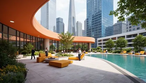 sathorn,corten steel,outdoor pool,roof garden,roof top pool,roof terrace,waterplace,penthouses,wintergarden,andaz,habtoor,damac,infinity swimming pool,inlet place,hotel complex,tishman,swimming pool,rotana,3d rendering,patios