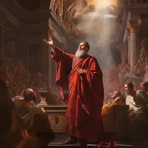 twelve apostle,pentecost,benediction of god the father,the death of socrates,sermon,church painting,old testament,the abbot of olib,orator,dante's inferno,rompope,biblical narrative characters,new testament,apostle,rome 2,julius caesar,saint paul,king lear,preachers,moses