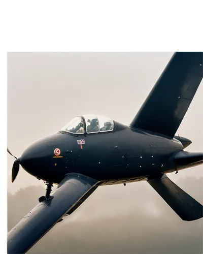 Small dark plane, detailed cockpit, metallic surface, worn-out paint, propeller spinning, solo, morning mist, soft sunlight, low-angle shot, 3/4 composition, shallow depth of field, warm color tone, c