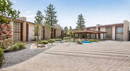 mexica villa, mediterranen charm, stone facades, spanish tile, playground, garden, pine trees, forest surrounding, resort, wood bims,bendemeer estates,palo alto,luxury property,mid century house,luxur