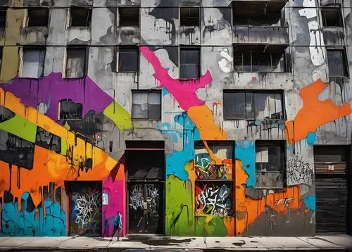 Brutalist building, NYC, urban jungle, concrete structure, rugged texture, fortress-like facade, angular lines, geometric shapes, raw industrial materials, bold architectural details, imposing scale, 