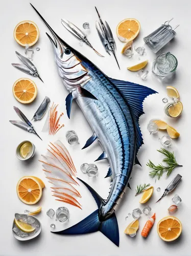 Sailfish fish on white. Striped big marlin. Sports fishing in the open sea. Big fish royalty free illustration,sea foods,forage fish,fish collage,fish products,seafood counter,fresh fish,sea food,thun