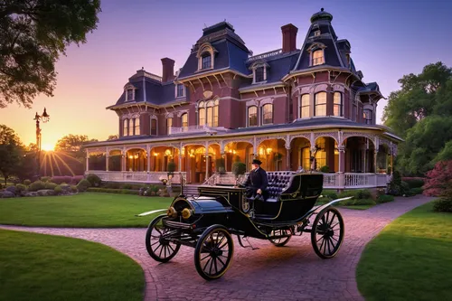 victorian,victorian style,victorian house,the victorian era,country hotel,fairy tale castle,disneyland park,wild west hotel,fairytale castle,the disneyland resort,wooden carriage,henry g marquand house,carriage ride,horse carriage,grand hotel,country house,fairy tale,luxury hotel,horse drawn carriage,horse-drawn carriage,Illustration,Retro,Retro 02