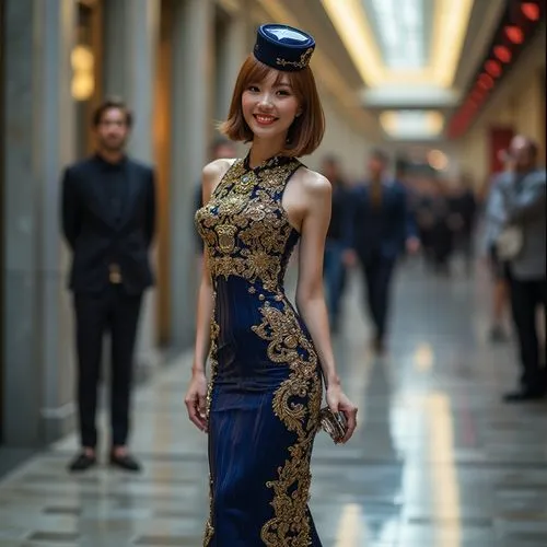 cheongsam,yuanpei,a floor-length dress,qibao,miss vietnam,qipao,Photography,Fashion Photography,Fashion Photography 03