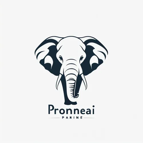 minimalist Logo for Promeai on the theme of Silhouette of elephant, vector art, flat design, white background, design composition,animal icons,logodesign,logotype,roumbaler straw,roumbaler,promontory,