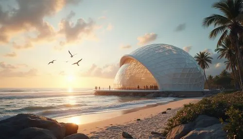 cryengine,futuristic architecture,tropico,biosphere,biodome,renderings,futuristic art museum,biomes,beachfront,3d rendering,futuristic landscape,soumaya museum,tropical house,acapulco,mazatlan,oceanfront,cesar tower,etfe,odomes,render,Photography,General,Realistic