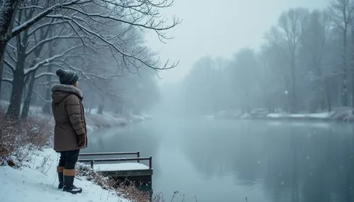 winter background,winter lake,winter dream,solitude,winters,winter,wintry,calmness,hiver,stille,winter landscape,winter mood,in the winter,loneliness,stillness,quietude,frozen lake,wintery,winterland,girl on the river,Photography,General,Realistic