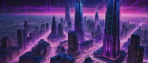 cybercity,futuristic landscape,metropolis,cityscape,fantasy city,cyberpunk,cybertown,futuristic,cyberia,vast,coruscant,areopolis,futuregen,cyberport,dystopian,vanu,cybertron,purple wallpaper,megalopolis,cyberworld,Illustration,Realistic Fantasy,Realistic Fantasy 21