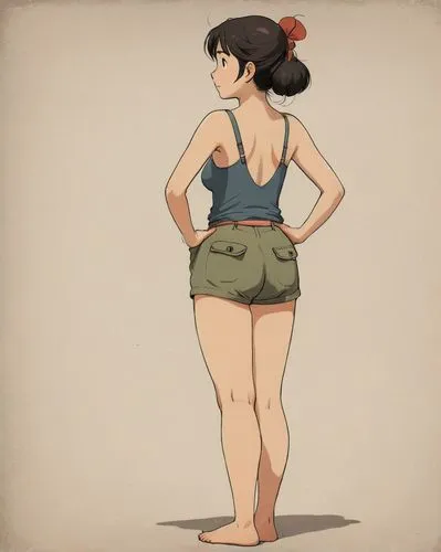 summer clothing,hosoda,shapewear,sumo,himawari,chiuchiolo,chomet,mei,yanmei,body positivity,bandeau,rotoscoped,buns,sumo wrestler,arrietty,nanako,girl from behind,squat position,bloomers,curvier,Illustration,Japanese style,Japanese Style 08