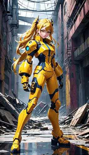 heavy object,yang,bumblebee,asuka langley soryu,mecha,mech,kotobukiya,defense,nova,bolt-004,cg artwork,tau,dewalt,anime 3d,sigma,vector girl,drexel,vector,aurora yellow,yuzu,Anime,Anime,General