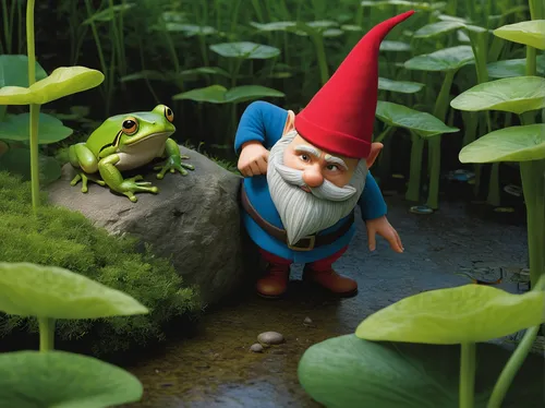 scandia gnomes,scandia gnome,gnomes,jazz frog garden ornament,gnome skiing,gnome,garden gnome,pond frog,frog background,frog gathering,pond plants,swampy landscape,frog figure,frog king,gnome ice skating,skylander giants,frog through,digital compositing,giant frog,gnomes at table,Art,Artistic Painting,Artistic Painting 48