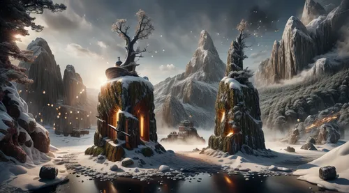 nordic christmas,northrend,christmas landscape,ice castle,fantasy landscape,winter forest,fantasy picture,winter landscape,ice landscape,elves flight,winter background,fantasy art,snow scene,yule,winter magic,infinite snow,mountain settlement,snow landscape,eternal snow,ice planet