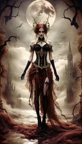 demoness,halloween background,rasputina,kalima,demona,edea,huntress,sorceress,pernicious,etheria,samhain,abaddon,priestess,lilith,queen of hearts,royo,halloween wallpaper,the enchantress,satana,gothic woman,Illustration,Realistic Fantasy,Realistic Fantasy 46