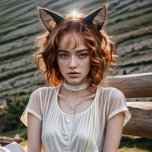 cat ears,kat,feline look,devil,puma,lynx,feline,ginger cat,fox,fae,wild cat,feral,red cat,child fox,cub,cute fox,cat european,fawn,lioness,choker