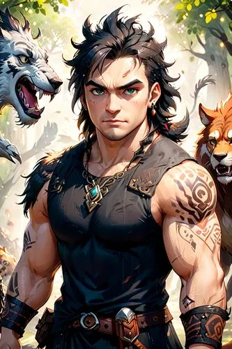 magan,gladio,blackwolf,forest king lion,skoll,beastmaster,gnolls,lobo,lycans,strongheart,raccoon dog,doriath,kintaro,ixion,lionhead,wolf,dagda,miqdad,rhoderick,soren,Anime,Anime,Cartoon